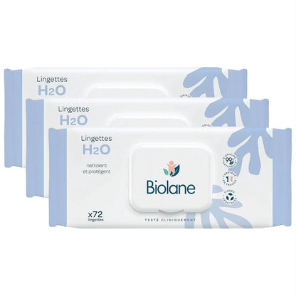 Biolane - Baby H2O Wipes | 72 Count x 2+1 Offer