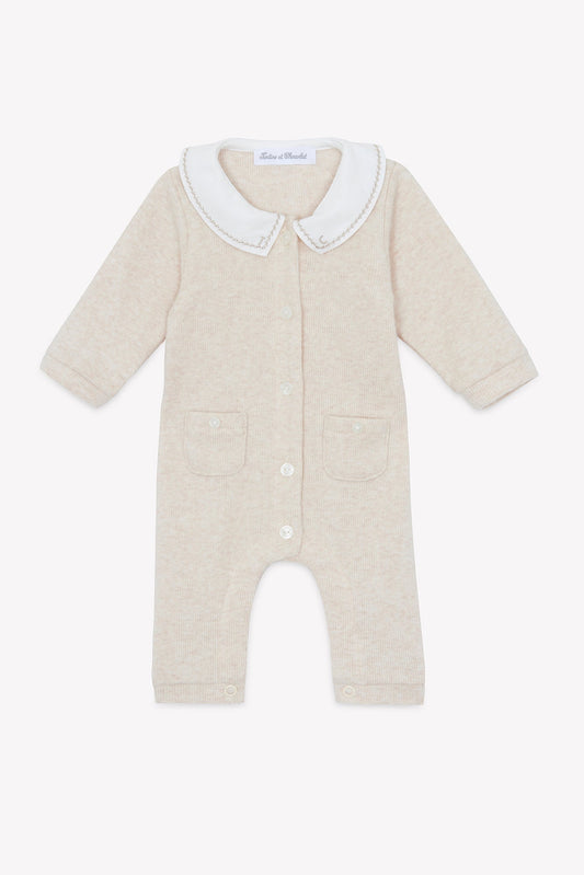 Jumpsuit long
Beige cotton heather Peter pan collar