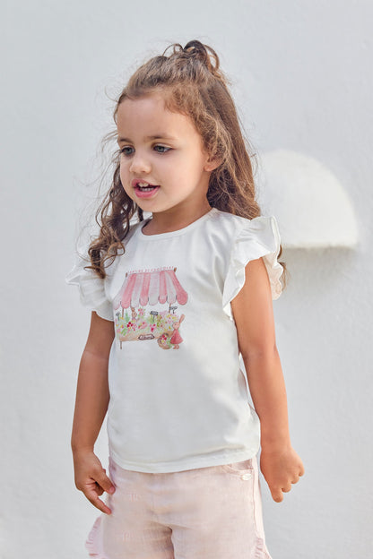 T-shirt
White cotton Illustration flower market