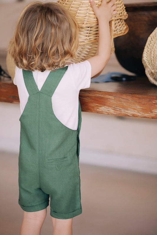 Dungaree short
Khaki Linen