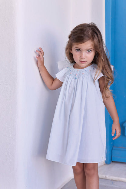 Dress
Blue smocked cotton Embrodery