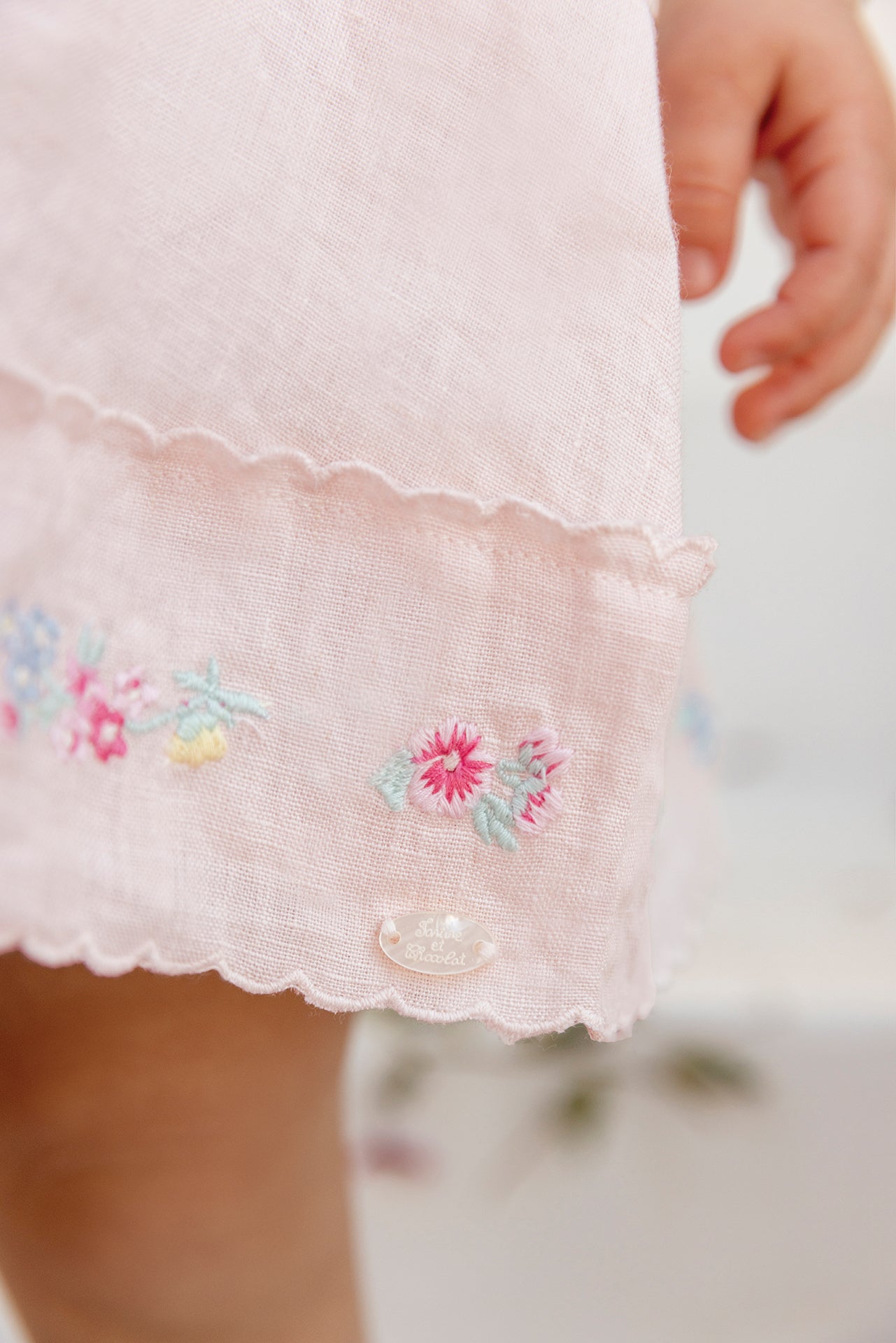 Dress
Pale pink Linen Embroidered