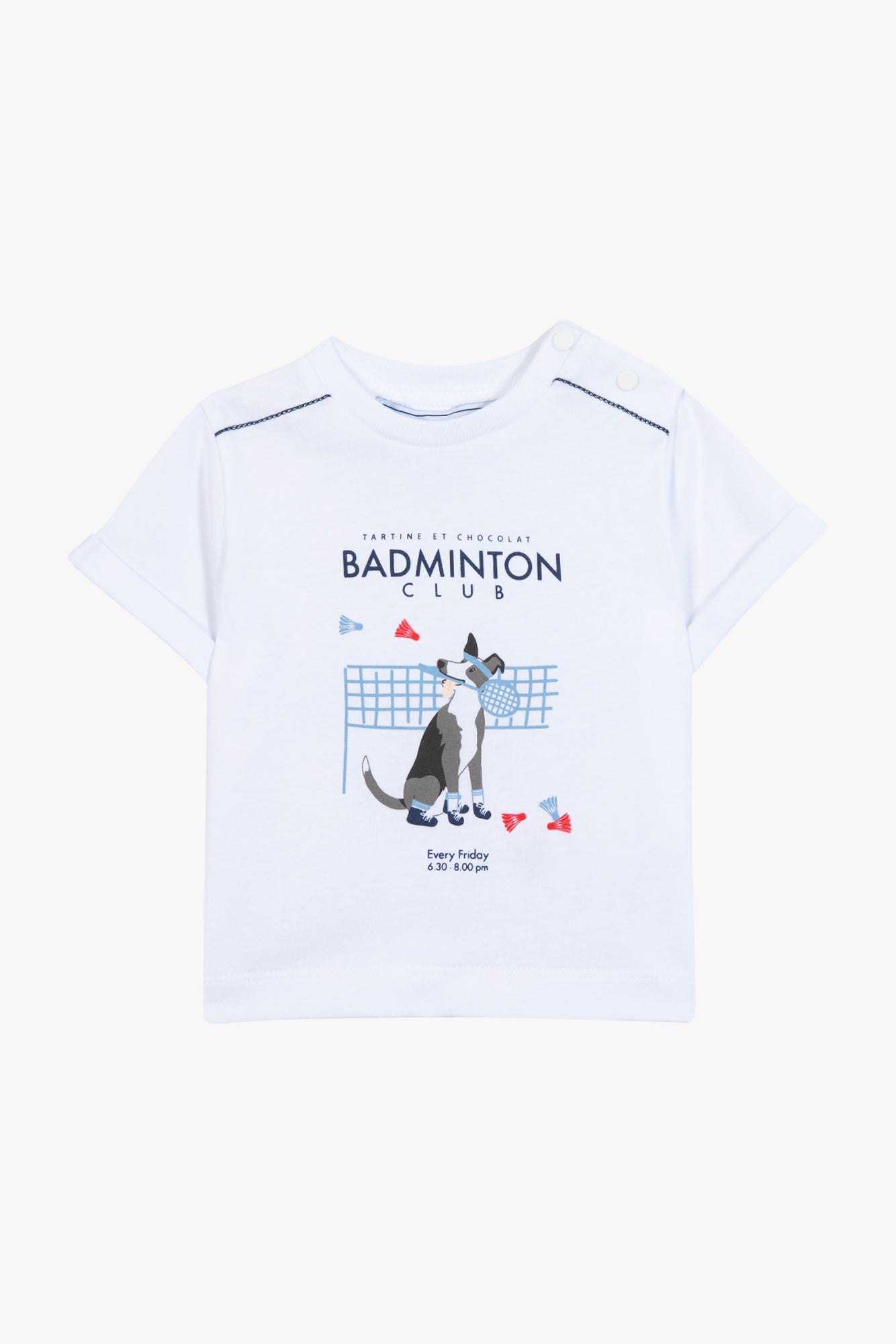 T-shirt
White cotton Illustration badminton