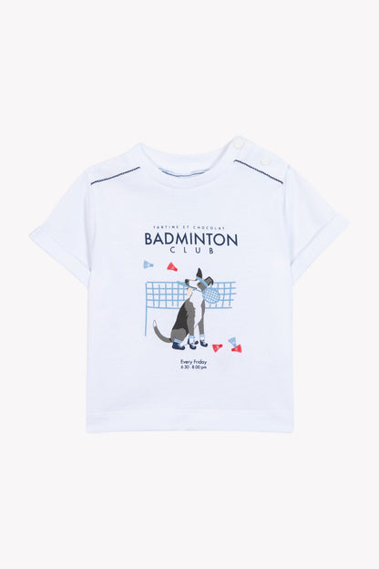 T-shirt
White cotton Illustration badminton