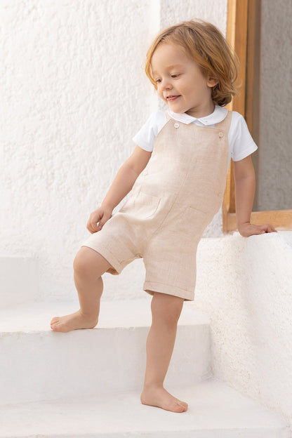 Dungaree short
Sand Linen