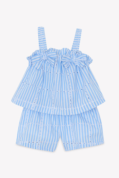 Outfit short
Azure cotton Stripes