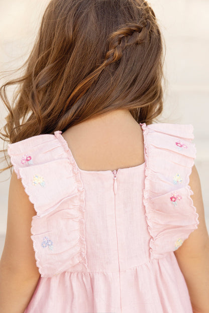 Dress
Pale pink Linen Embroidered