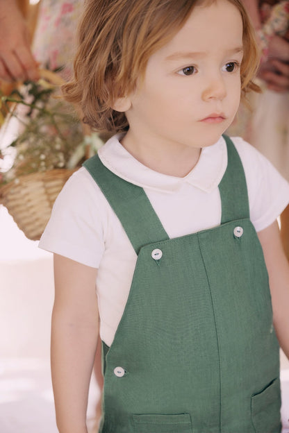 Dungaree short
Khaki Linen