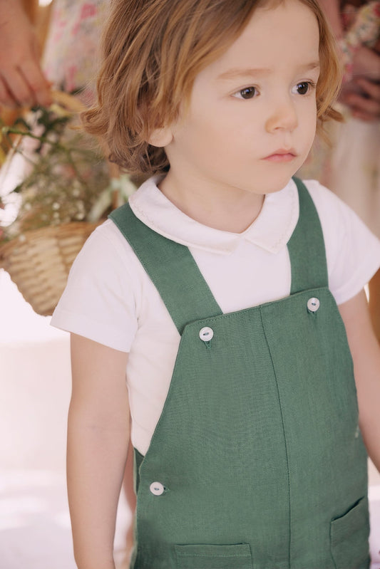 Dungaree short
Khaki Linen