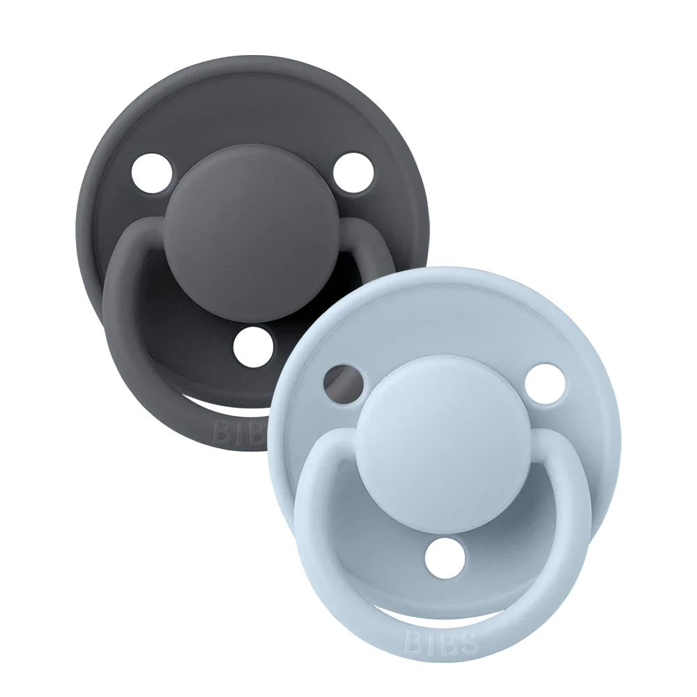 Bibs - De Lux Pacifiers - Pack of 2 - Iron/Baby Blue - one size - 0/36 months