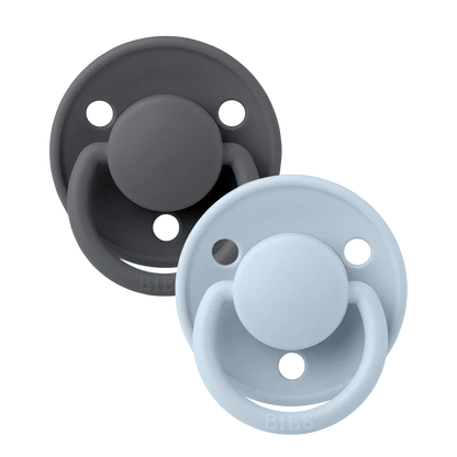 Bibs - De Lux Pacifiers - Pack of 2 - Iron/Baby Blue - one size - 0/36 months