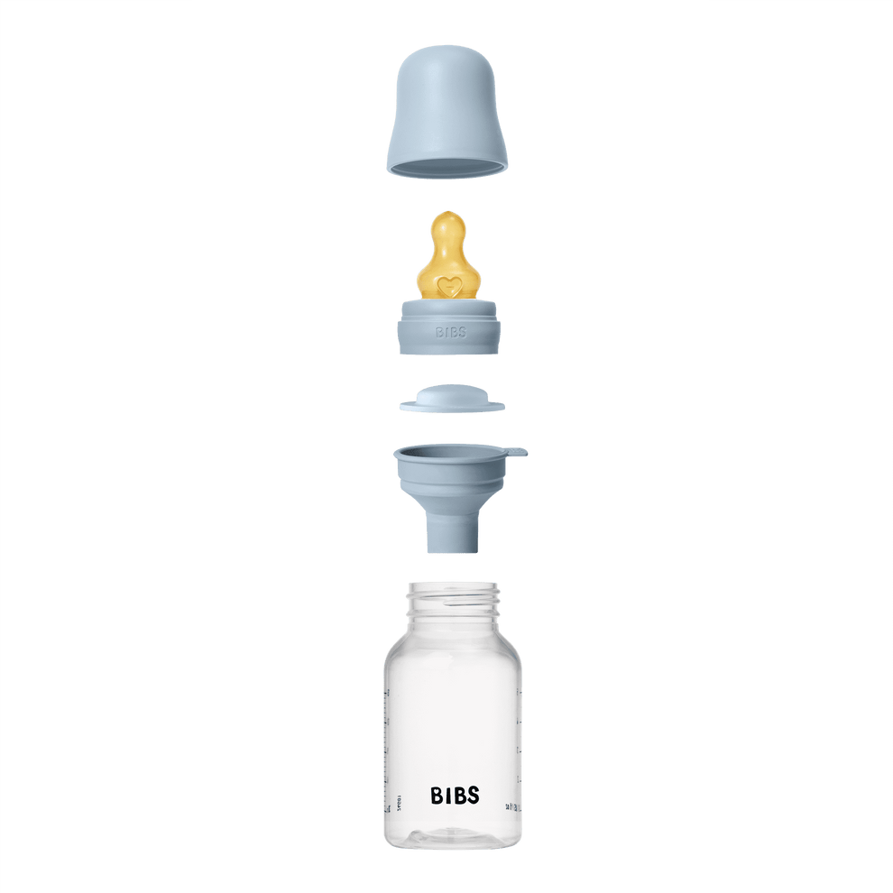 Bibs| glass bottle round latex 120ml| slow flow | baby blue