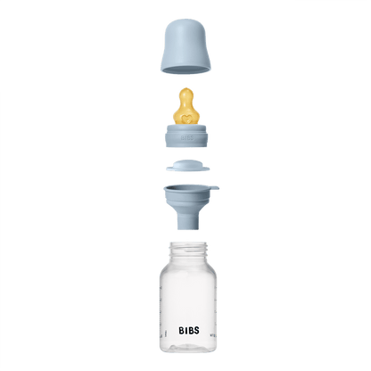 Bibs| glass bottle round latex 120ml| slow flow | baby blue