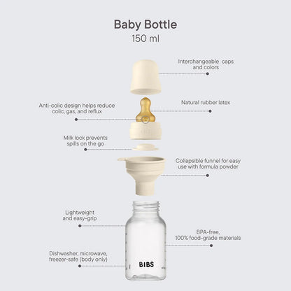 Bibs| glass bottle round latex 120ml| slow flow | baby blue