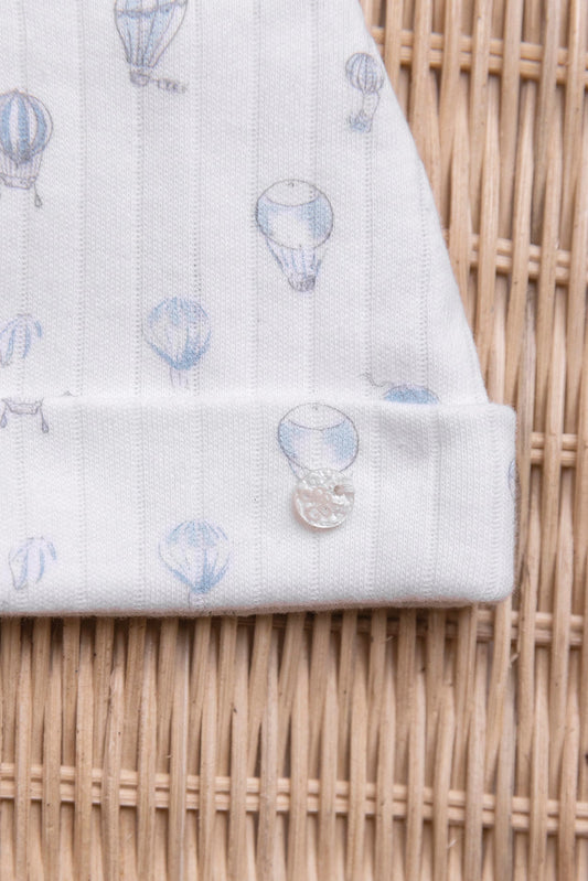 Beanie
Ecru cotton Print hot air balloons