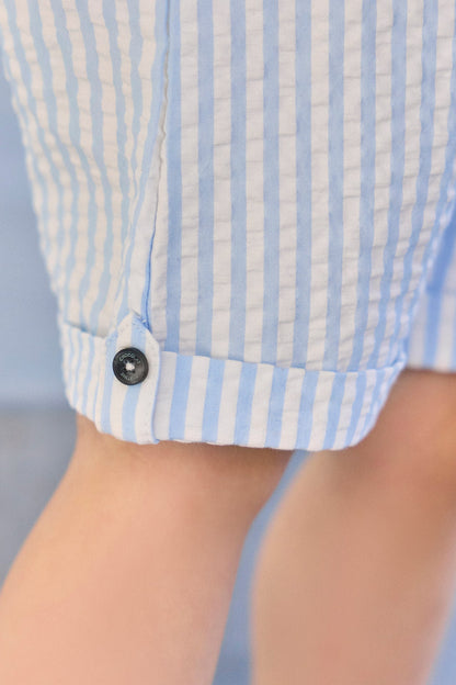 Jumpsuit short
Blue cloud cotton Stripes