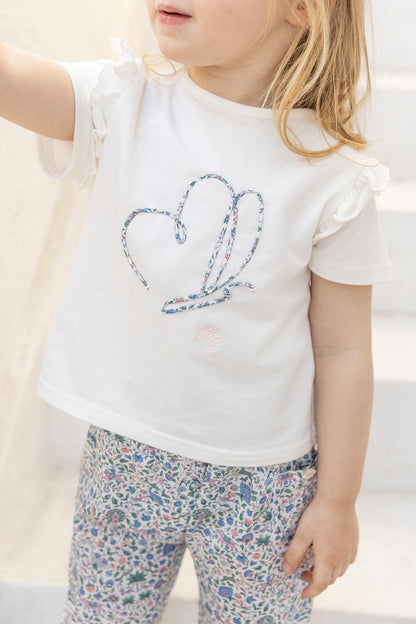 T-shirt
White butterfly cotton Print fabric Liberty