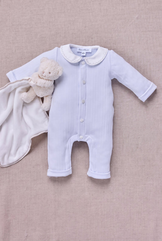 Jumpsuit long
Cotton sky Peter pan collar
