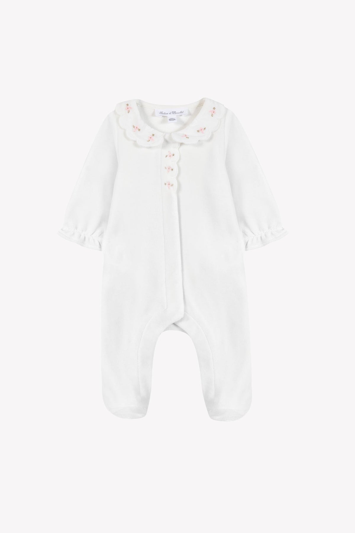 Pajamas
Ecru pale Velvet Peter pan collar Scalloped