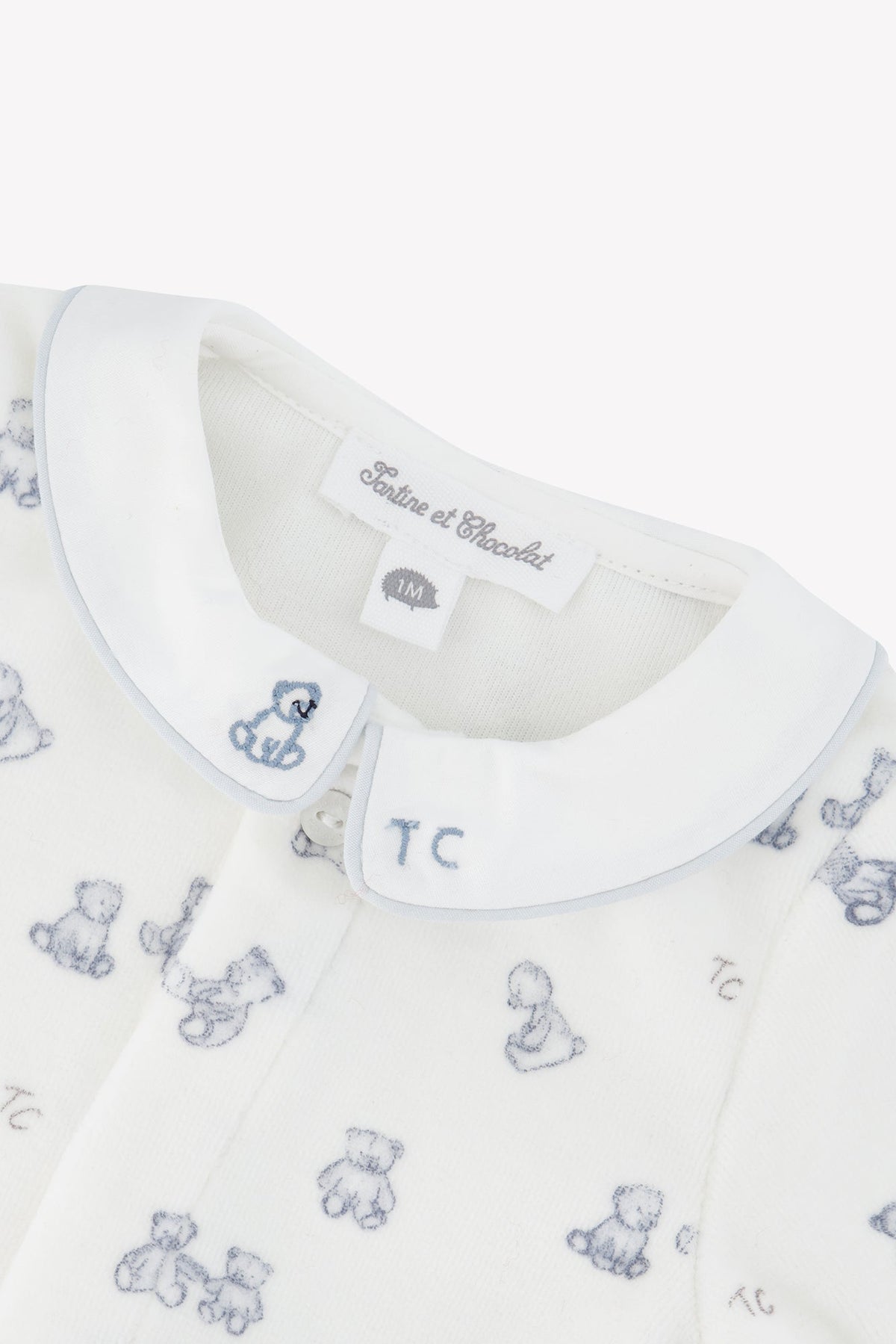 Pajamas
Ecru cotton velvet teddy bear pattern