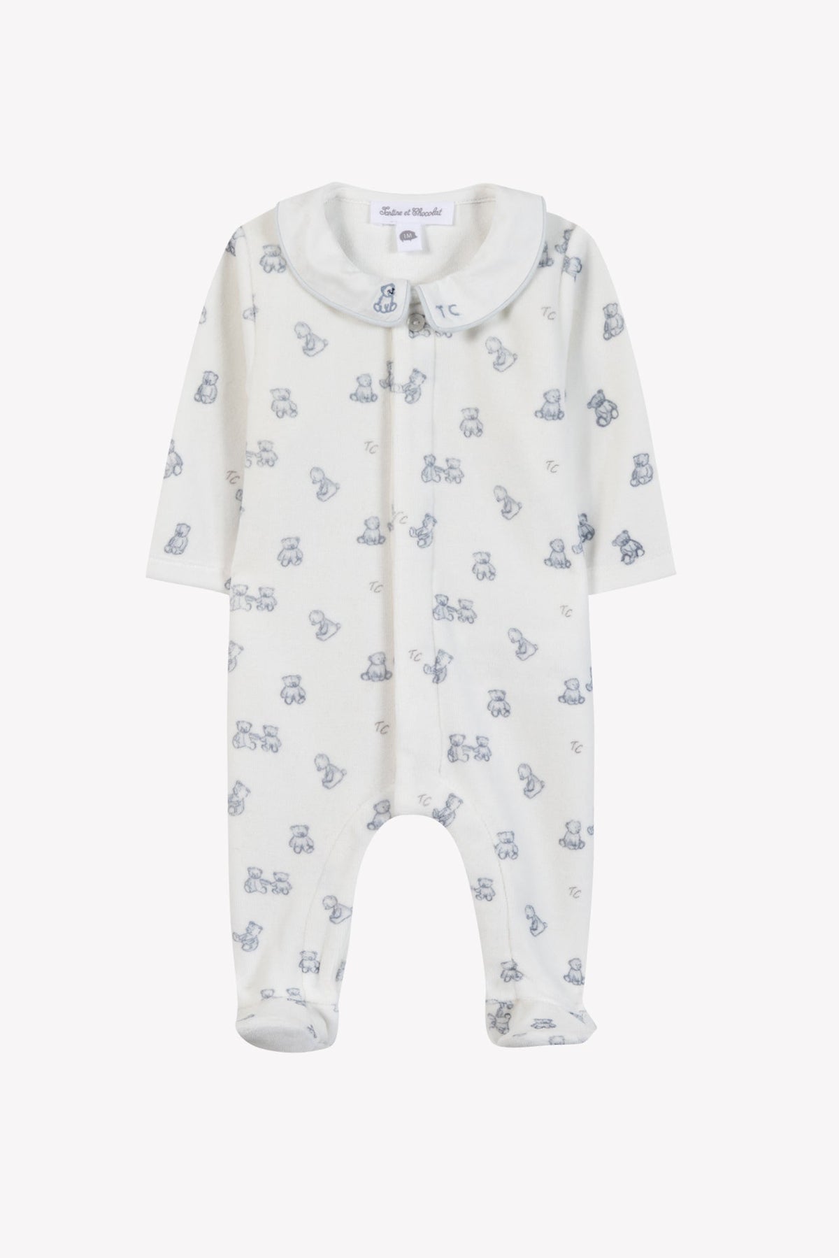 Pajamas
Ecru cotton velvet teddy bear pattern
