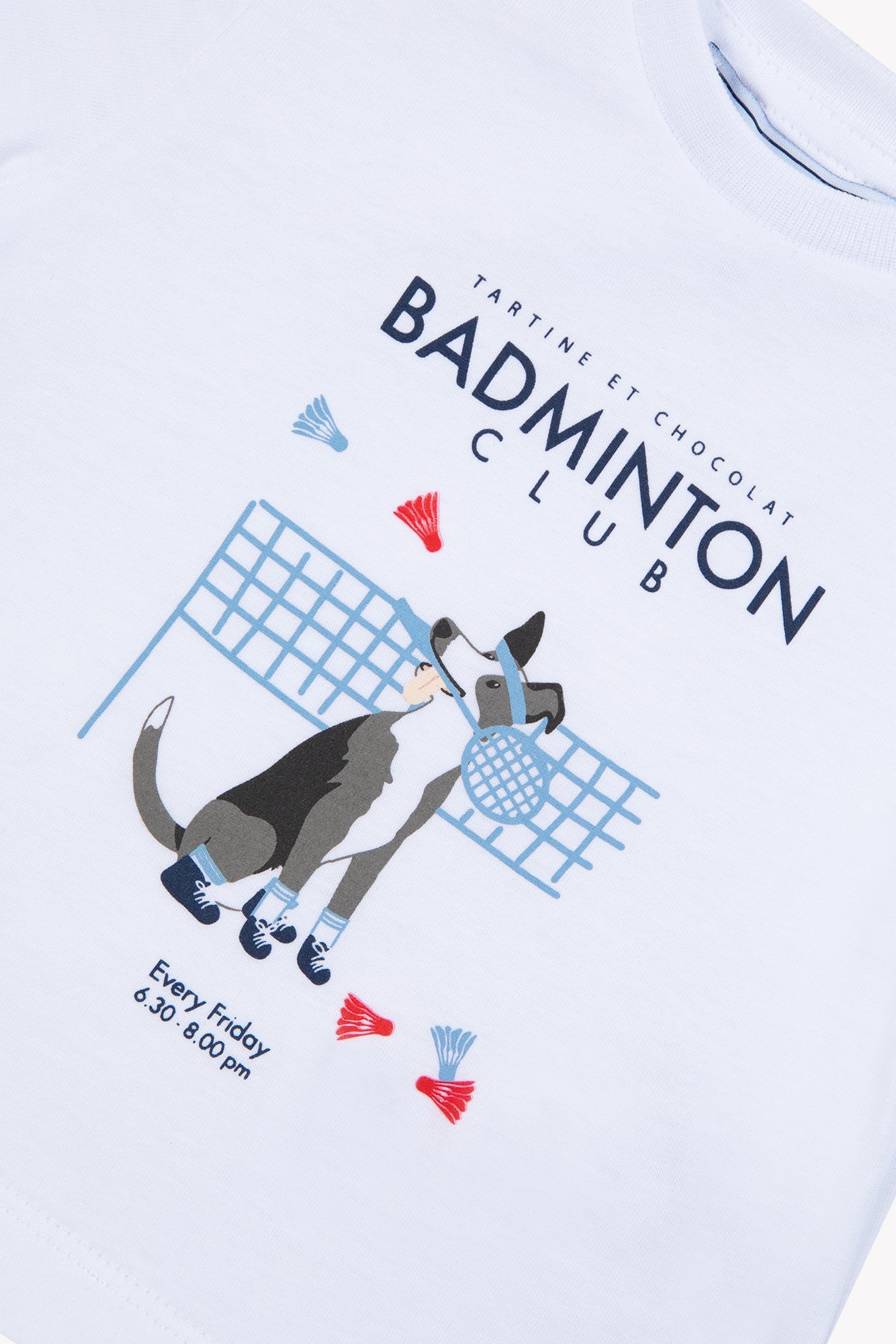 T-shirt
White cotton Illustration badminton