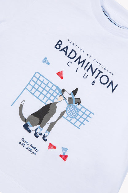 T-shirt
White cotton Illustration badminton