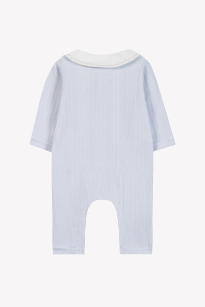 Jumpsuit long
Cotton sky Peter pan collar
