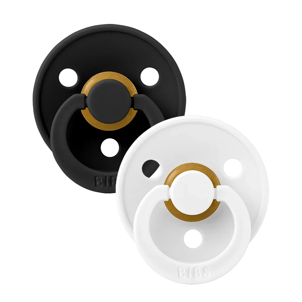 Bibs| Colour Pacifiers 2 Pack - Black/White|S2 /natural rubber