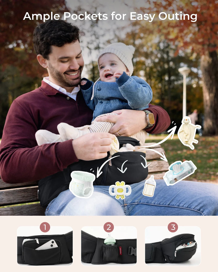 2-in-1 Ergonomic Hip Seat Baby Carrier/air mesh grey (0-36M)