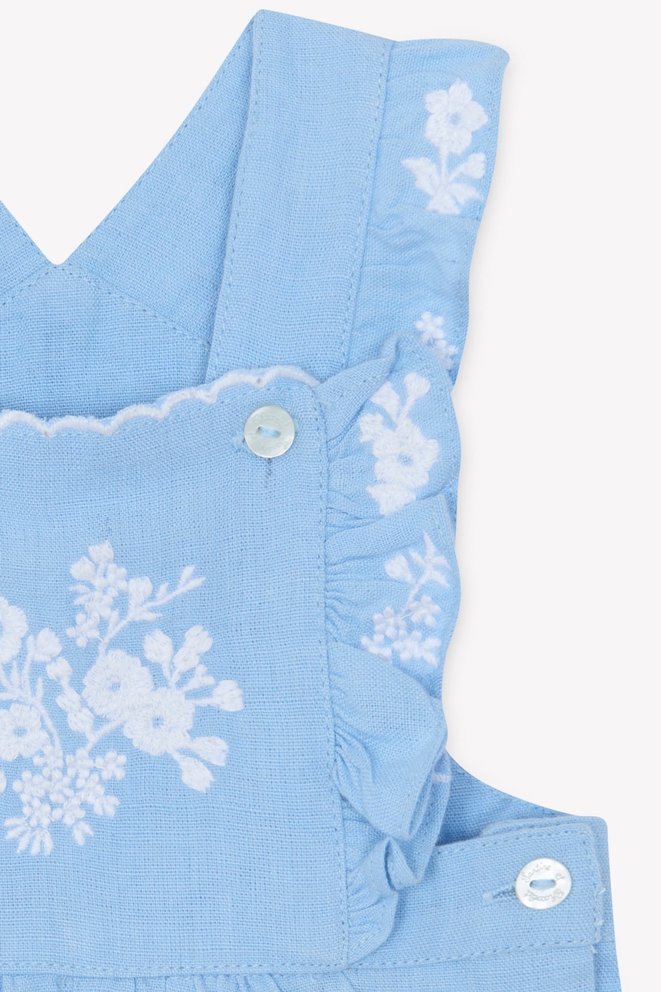 Dungaree short
Blue azure Linen