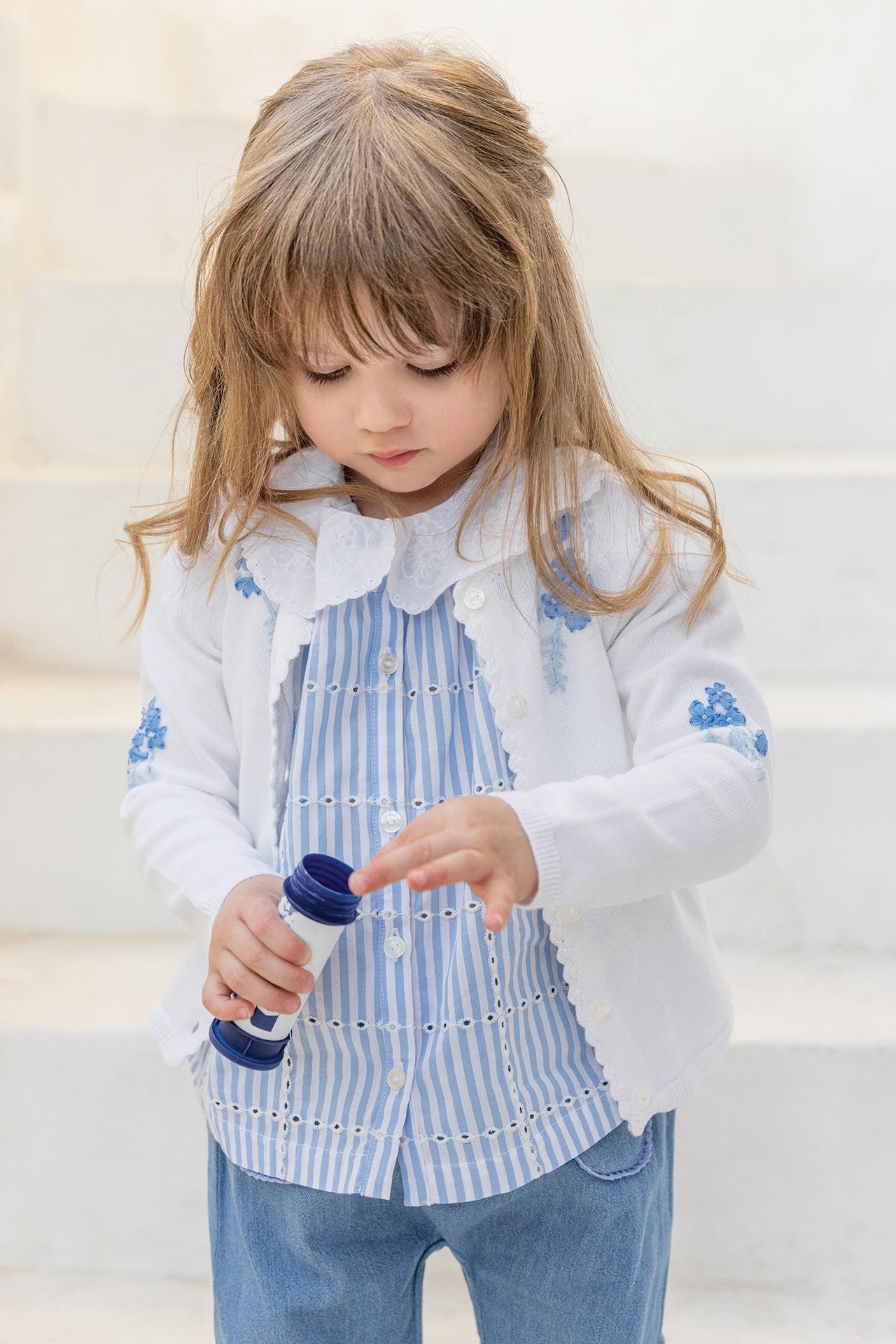 Cardigan
Blue electric cotton Embrodery Ribbon