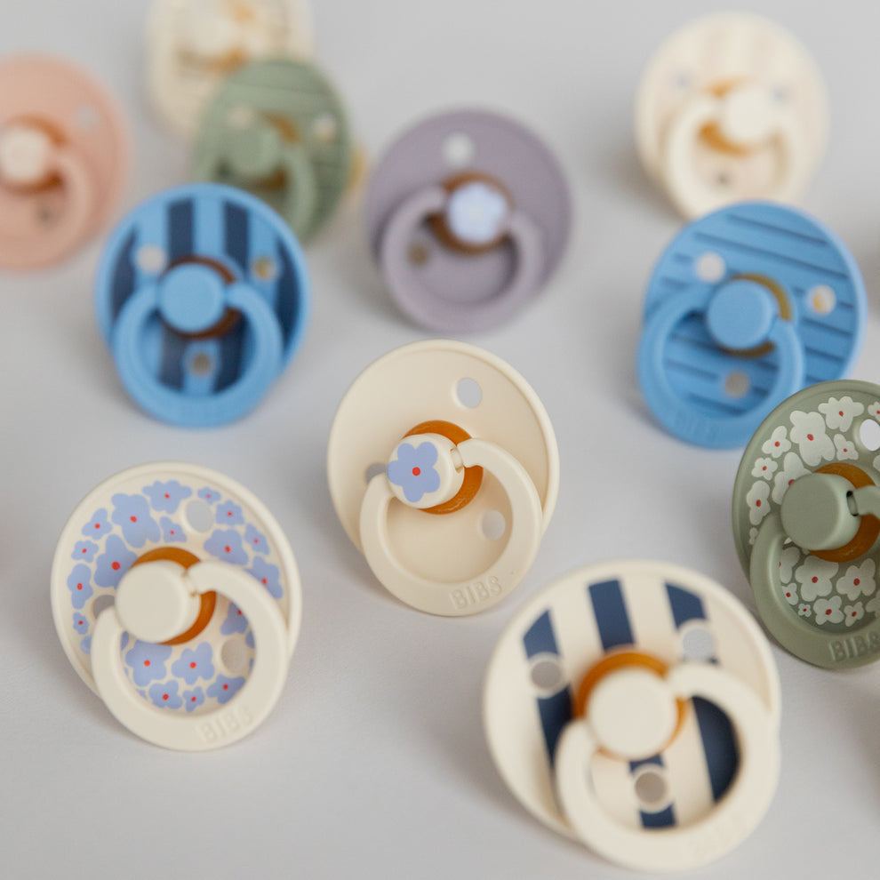 BIBS - Natural Latex Pacifier | Size1 round nipple | 2 Pack | Ladybug Violet Sky Mix
