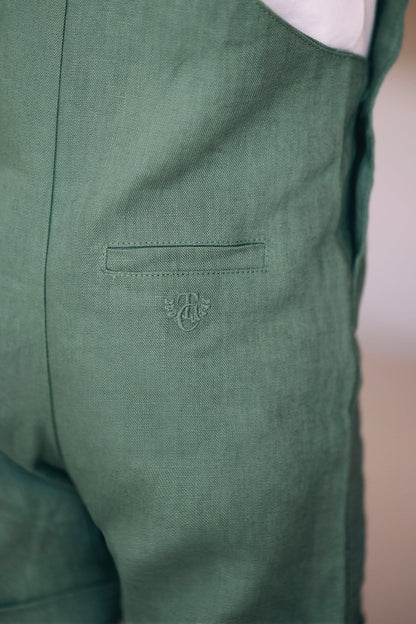 Dungaree short
Khaki Linen
