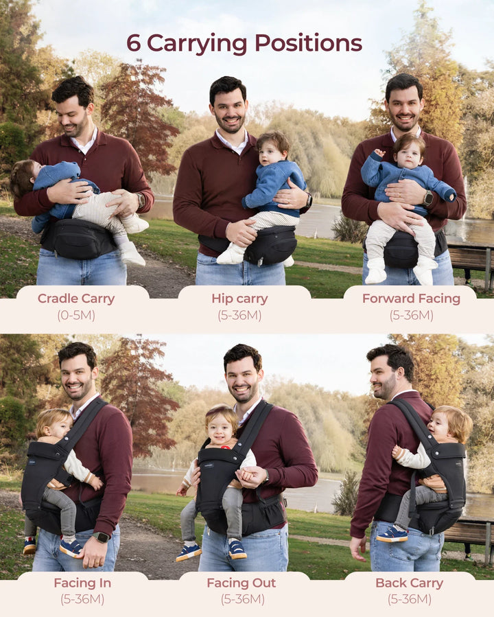 2-in-1 Ergonomic Hip Seat Baby Carrier/air mesh grey (0-36M)