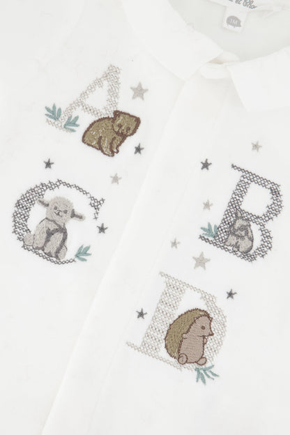 Pajamas
Ecru cotton Velvet Embroidered