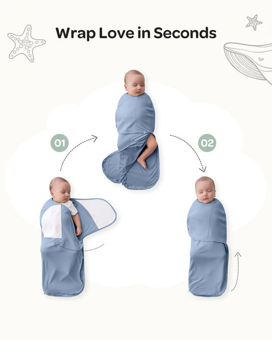 Momcozy Easy Swaddle Wrap For 0-3M blue&green