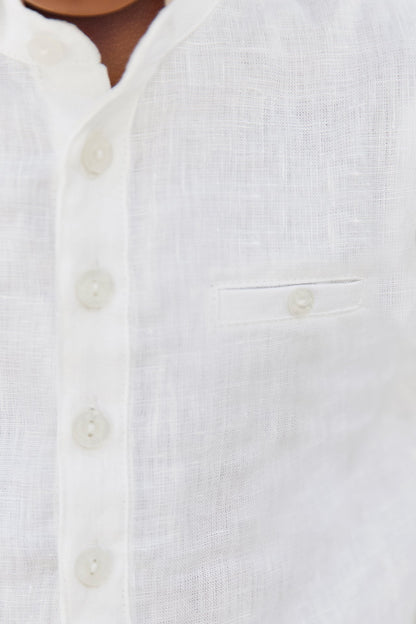 Shirt
White Linen Mao collar
