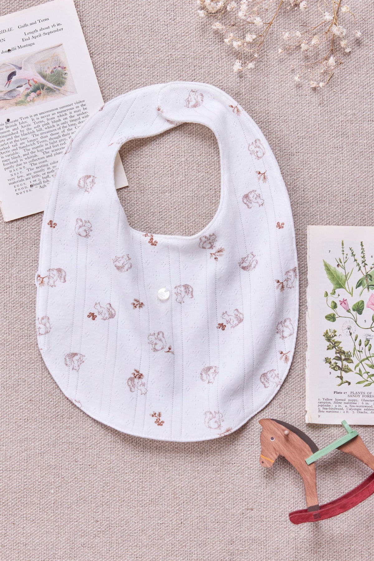 Bib
Beige light cotton Print squirrel