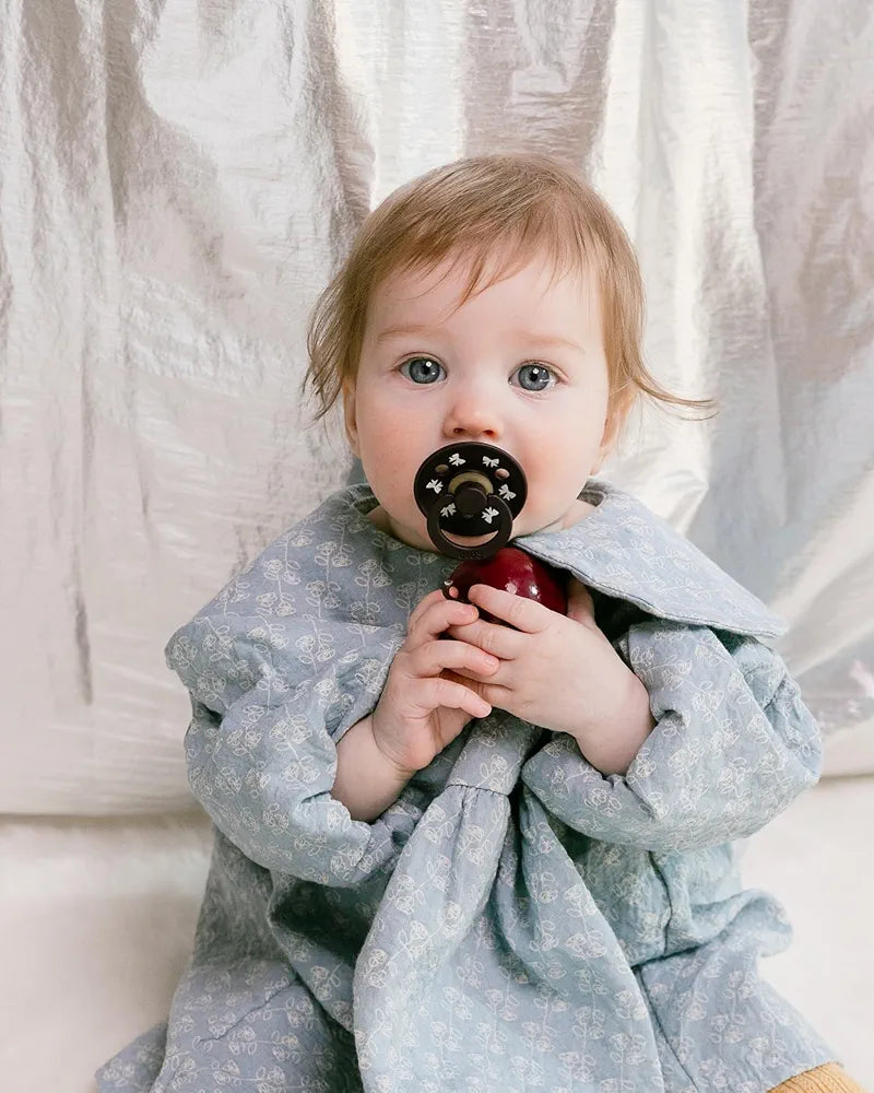 BIBS|pacifier| Colour Holiday Soother 2-Pack,  Round Nipple. Natural Rubber Latex,S1 (0-6 M), Ivory/Plum