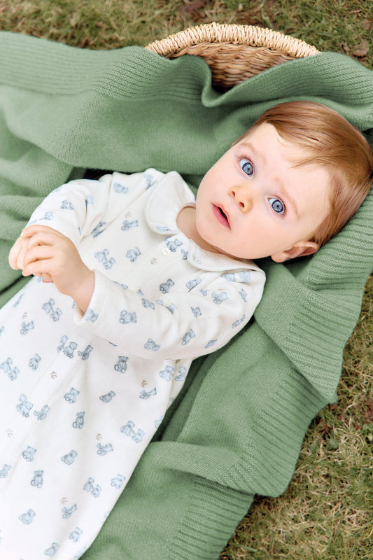 Pajamas
Ecru cotton velvet teddy bear pattern