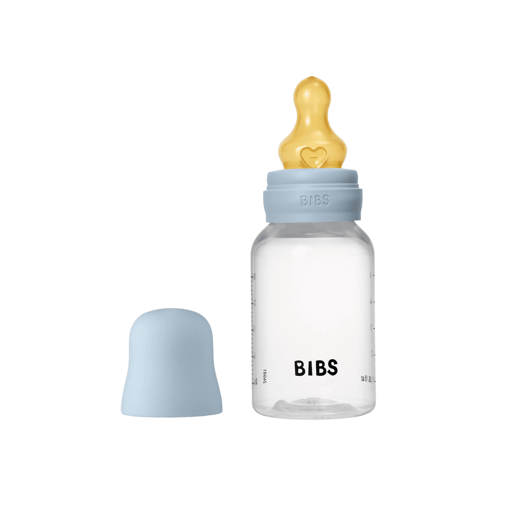 Bibs| glass bottle round latex 120ml| slow flow | baby blue