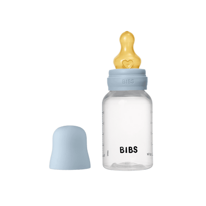 Bibs| glass bottle round latex 120ml| slow flow | baby blue