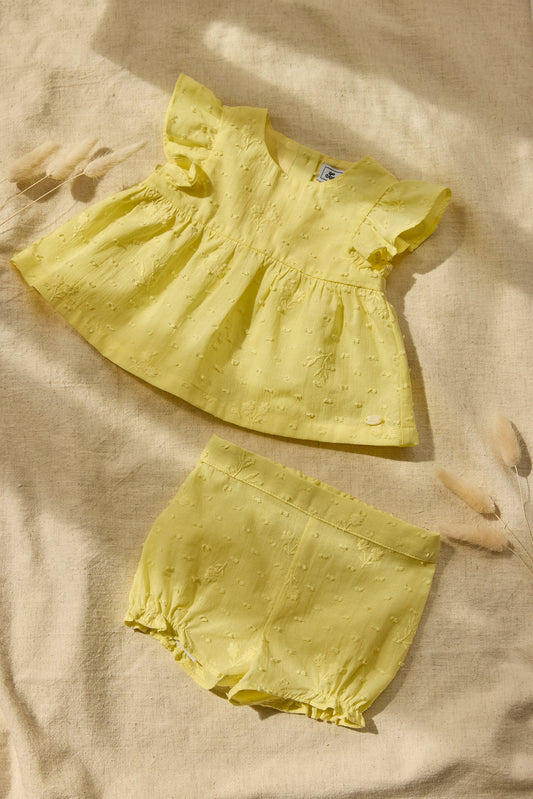 Outfit short
Citrus cotton Plumetis