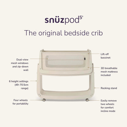 SnuzPod5 Bedside Crib Cashmere